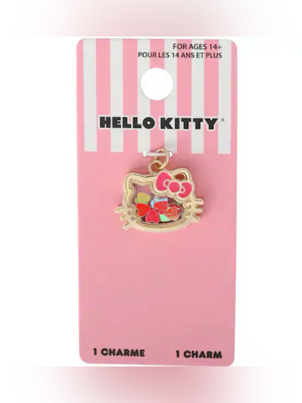 Hello Kitty Gold Charm with Pink Bow and Multicolor Accents